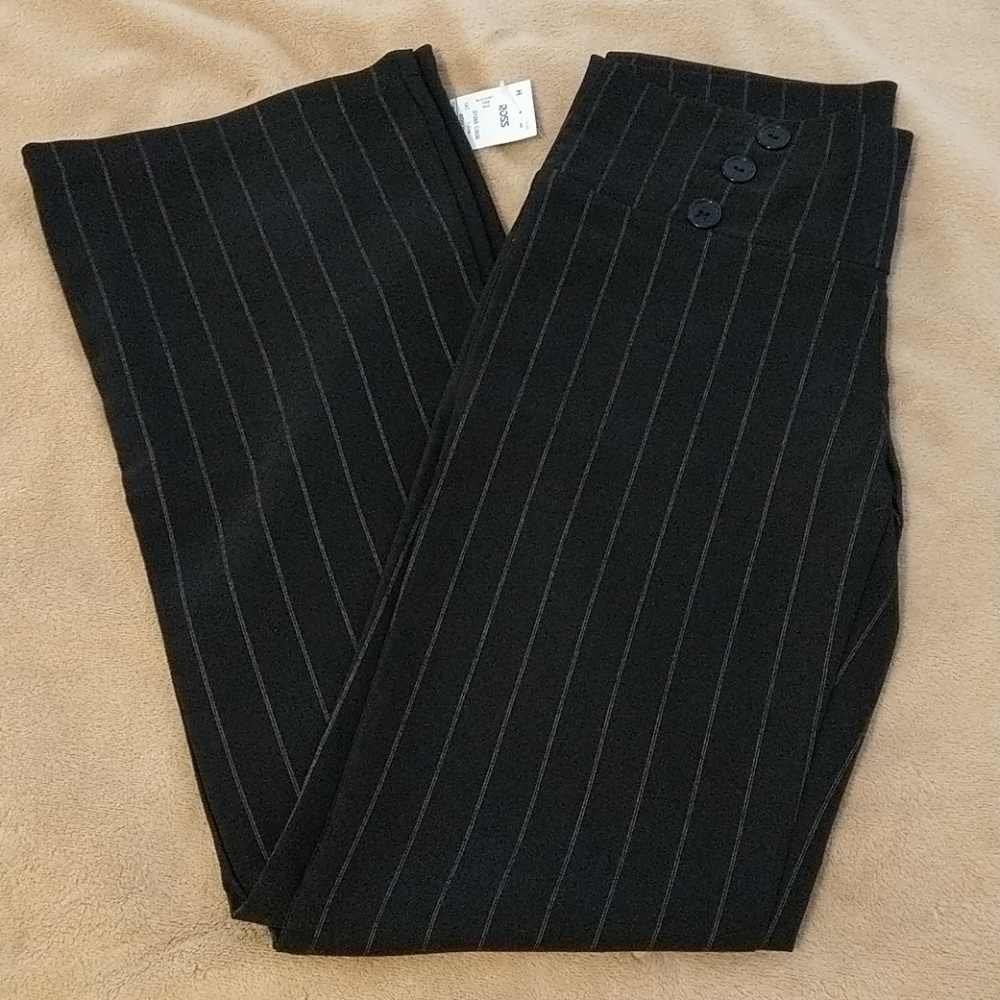 NWT Black Slacks w/ Tan Pinstripes